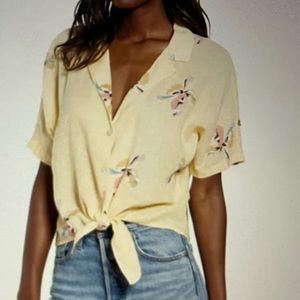 Rails Marley floral print linen-blend shirt in Eden